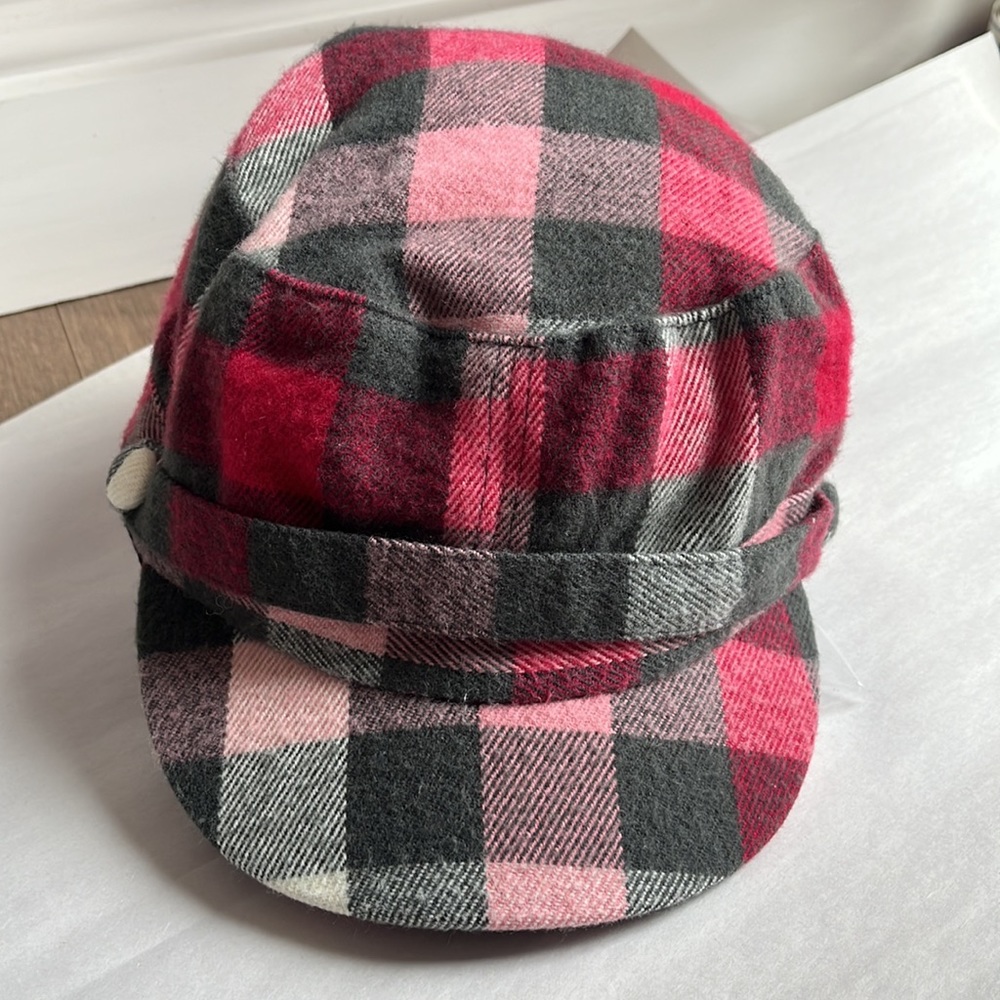 Y2k ADORABLE FLANNEL HAT Plaid Tartan Newsboy Hat D & Y Retro 90’s - Picture 3 of 6